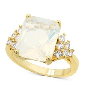 NWT Charter Club Gold-Tone Pave & Square Stone Cocktail Ring, size 10